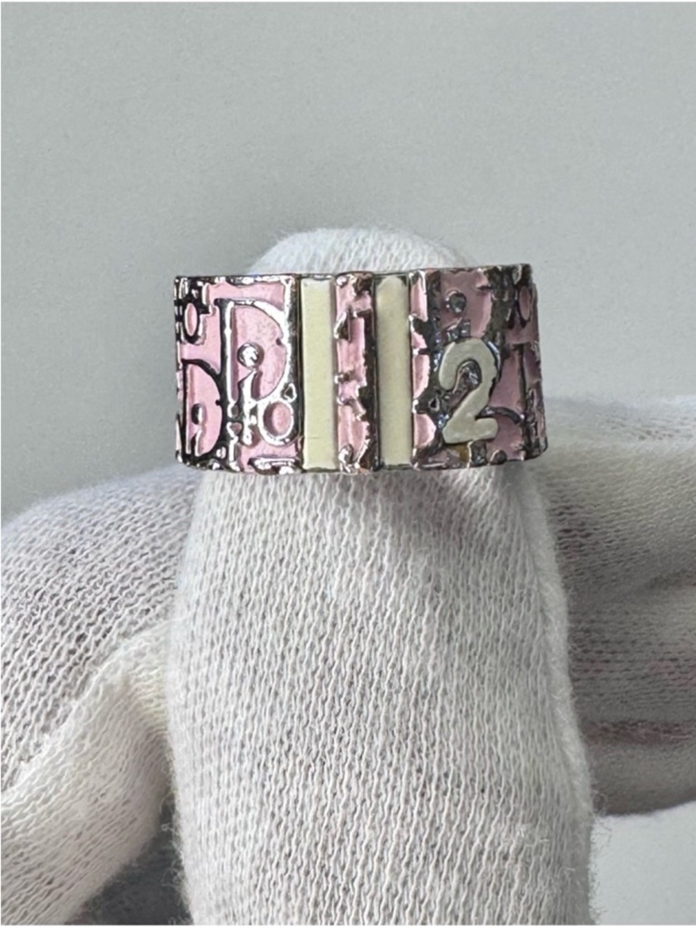 Dior Pink and Silver Trotter Band Ring size 6 w/COA - Picture 2 of 15